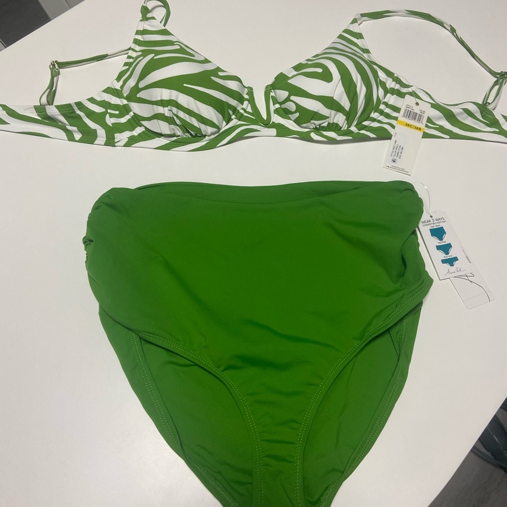 Anne Cole Zebra Print 2 piece bathing suit NWT